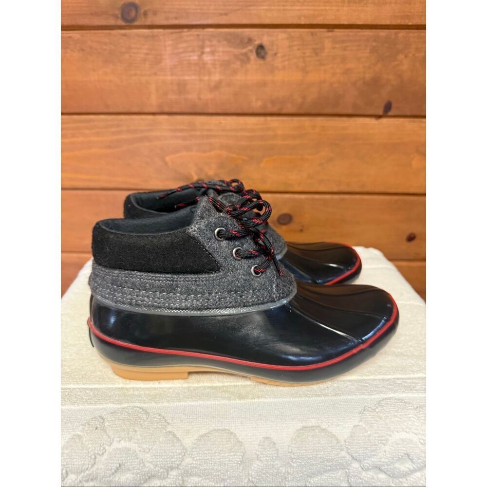 Bass Mandarin Short Duck Boot Waterproof Black/Gray Wool Sz 7 - Picture 2 of 8